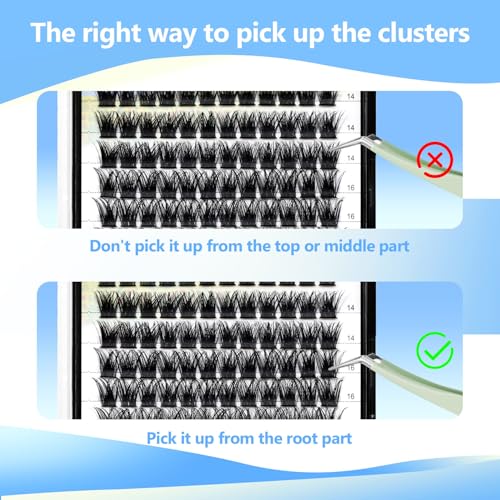 120pcs D Curl Individual Wide Stem Cluster DIY Eye Lashes Extensions Mixed 10-12-14-16mm/14-16-18mm/12-14-16mm Makeup Dramatic Volume Lashes (mixed 10-12-14-16mm)
