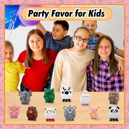 12 PCS Party Favors for Kids,3D Animal Pop Toys,Goodie Bags Stuffers for Kids,Pinata Stuffers Carnival Prizes,Fidget Toys Bulk,Prize Treasure Box Toys for Classroom,Suction Toys for Toddlers