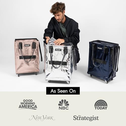 (Large, Black Reusable Rolling Tote & Rolling Shopping Bag with Wheels - Wheeled Tote - 66 lb Limit