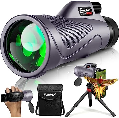 12x60 Purple Monocular Telescope High Powered with Smartphone Adapter Tripod and Portable Bag, Larger Vision Monoculars for Adults with BAK4 Prism & FMC Lens, Suitable for Bird Watching Hiking Travel