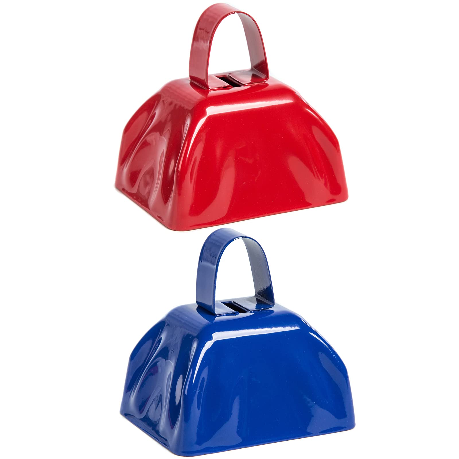 12-Pack Cowbells Noise Maker Decorative Cow Bells Christmas Bell Cowbells with Handle Call Bell Alarm (3 x 2.8 In, 6 Colors)