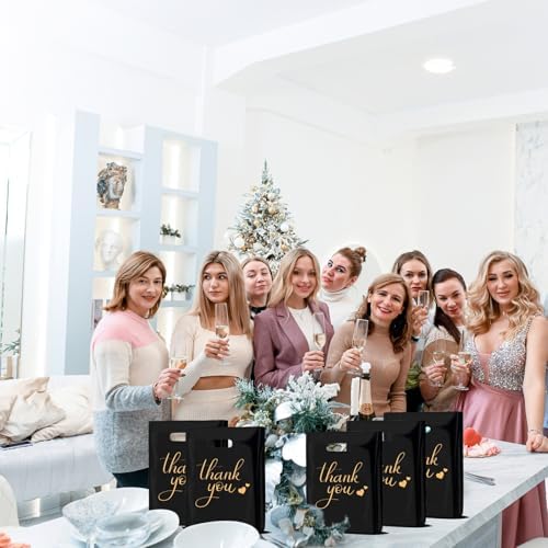 12x15In 100 Pcs Thank You Bags Shopping Bags for Small Business, 2.36 Mil Extra Thick Gifts Bag, Plastic Merchandise Bags with Handle for Stores Boutique, Clothes