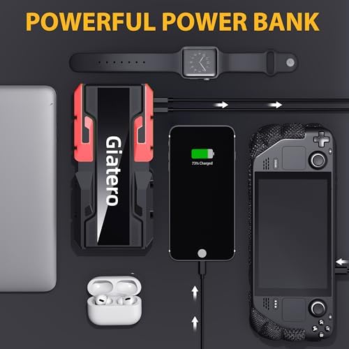 001 4000A Car Jump Starter, 12V Battery Jumper Starter Portable Jump Box(10.0L Gas/8.0L Diesel), Jump Start Battery Pack with 3 Modes Flashlight, Power Bank with USB Quick Charge & Type C Port