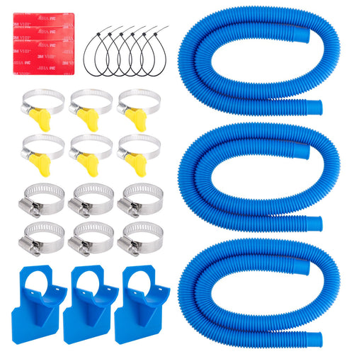 1.25 x 59 Inch Pool Hoses for Above Ground Pools,Pool Filter Pump Hoses,Compatible With Intex Filter Pump 607,637 With 12 Metal Clamps（3 Pack）