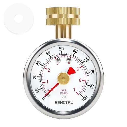 0-100 psi Water Pressure Gauge Test with Lazy Hand, Lead-Free, 2-1/2" Dial Size, 3/4" Female Garden Hose Thread, IP67 Waterproof, Stainless Steel Case, for Home Potable Water, House Tube