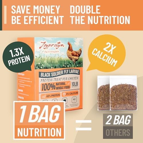 10LB Dried Black Soldier Fly Larvae for Chicken– 85X More Calcium Grubs Than Mealworms for Strong Eggshells & Healthy Growth - High Proteinfor Chickens, Birds, Ducks, Geese & Pets