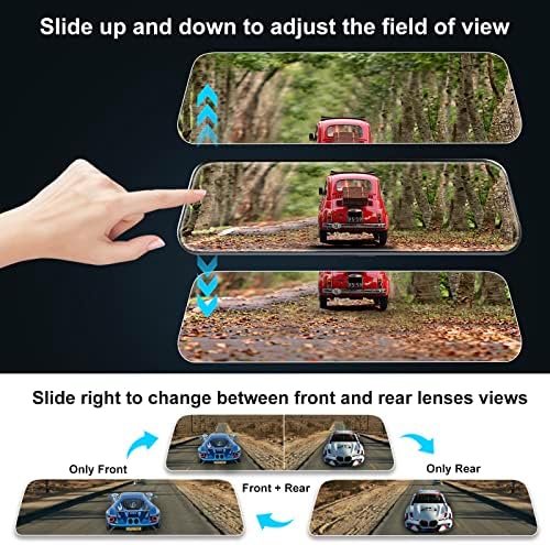 10" Mirror Dash Cam, 4K FHD Rear View Mirror Camera with Smart Touch Screen, Dual Dash Camera for Cars, Loop Recording, G-Sensor, Reverse Assist,Parking Monitor,Night Vision,Free 64GB Card