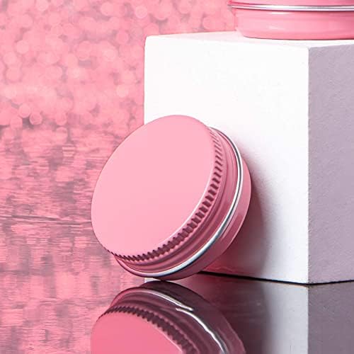0.5 oz Screw Top Aluminum Tin Jar with Screw Lid and Blank Labels (Pink - Pack of 32)