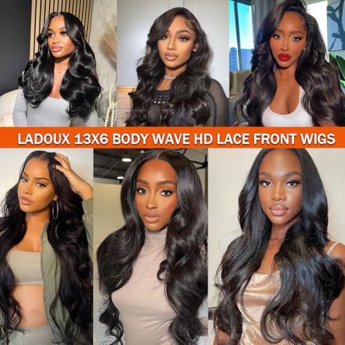 13x6 Body Wave Lace Front Wigs Human Hair Pre Plucked 30Inch 180% Density HD Transparent Lace Frontal Wigs for Women Glueless Wig with Baby Hair
