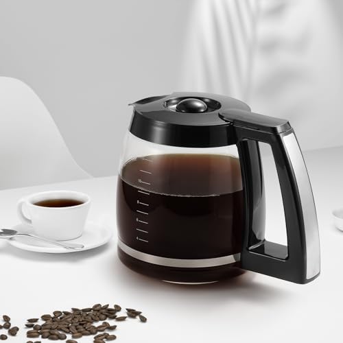 12-Cup Replacement Glass Carafe Compatible with Cuisinart Coffee Maker, 12 Cup Coffee Pot Replacement for Cuisinart, Models DCC-1100BK, DCC-1200PRC, DCC-2650, DGB500BK