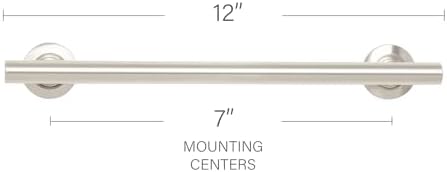12-inch Coronado Designer Straight Bathroom Shower Grab Bar, Satin Stainless Steel, Brushed Nickel