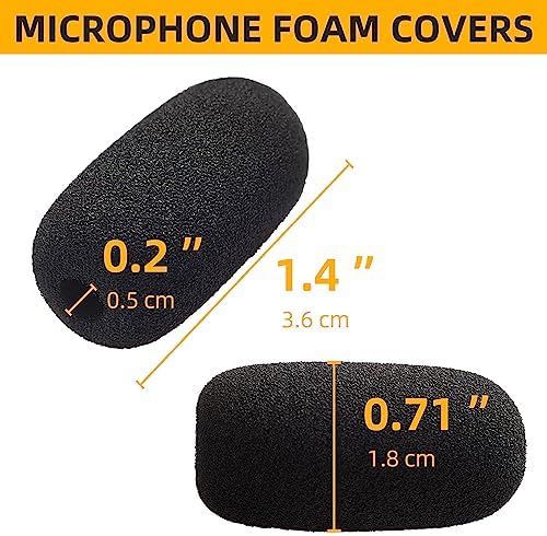 10-Pack Small Foam Windscreens for Lavalier Mics - High-Density Foam Mic Covers for Headset Protection
