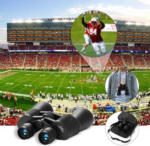 10x50 High Powered Binoculars for Adults, Professional Binoculars with Clear Vision, BAK4 Prism, FMC Lens, Waterproof Binoculars with Carrying Bag for Bird Watching Hunting Football Games