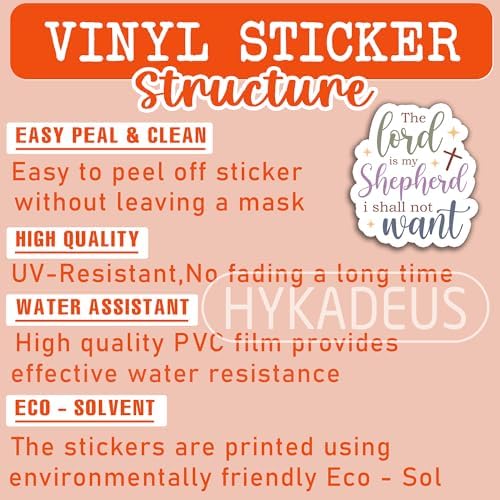(3Pcs) The Lord is My Shepherd Sticker Cross Sticker Religious Faith Sticker God Sticker Christian Sticker, Waterproof Vinyl Decals for Books Laptops Phone, Water Bottles Tumblers, 3 x 2.7 Inch