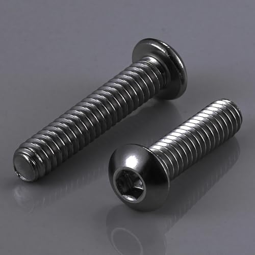 (20Pcs) 3/8-16 * 1-1/2 Button Head Socket Cap Bolts Screws, 304 Black Stainless Steel, Allen Hex Drive, Bright Finish, Fully Machine Thread