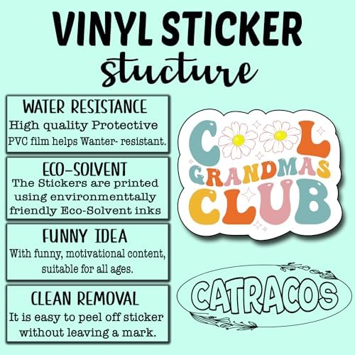 (3Pcs) Cool Grandmas Club Sticker, Decorate Books Laptop Phone Water Bottles Kindles Stickers Tumbler Sticker Waterproof Vinyl Decorate Sticker 3" Inch