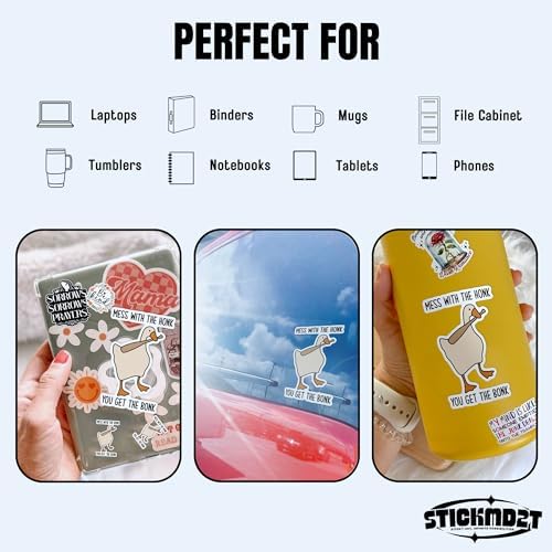 (3Pcs) Mess with The Honk You Get The Bonk Sticker Funny Meme Goose Duck 2" Waterproof Vinyl Decal Sticker Laptop, Water Bottles, Phone, Kindle Merchandise Decor Decal Gifts 2 Inches