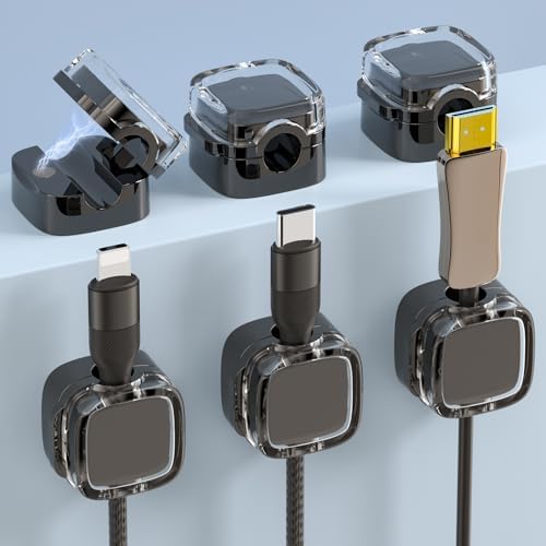 12 Pack Charging Cable Magnetic Cable Organizer Storage Holder, Strong Adhesive Wire Holder Keeper for Office Home Kitchen Car (Color: Black 12pcs)