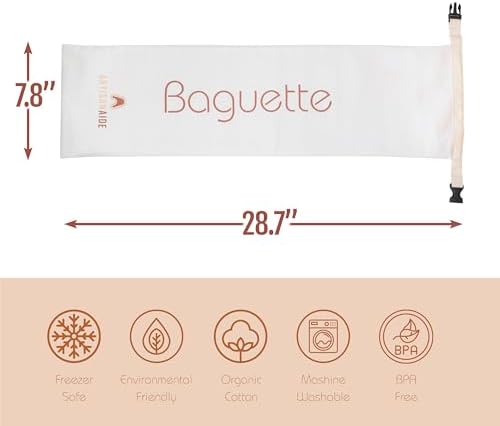 1 Pack Baguette Bag, Baguette Storage, Reusable Bread Bags for Homemade Bread, Buckle Closure, Machine Washable, Freezer Safe, BPA Free, Sourdough bread baking supplies