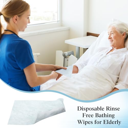 100 Pcs Rinse Free Bathing Wipes Bulk Sponges Bath Wipes All in 1 Shower Rinse Free Bath Sponges Wash Cloths for Campers, Hikers, Adults, Elderly