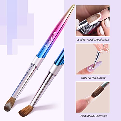 100% Kolinsky Acrylic Nail Brush Size 8,3D Nail Brushes for Acrylic Application Pure Handmade Round Shape,Professional Nail Art Brush Manicure for Women (#8)