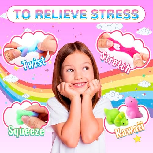150 Pack Mochi Squishy Toys Kawaii Squishies Stress Relief Toys Pack Boys Girs Party Favors Bulk Birthday Gifts Valentines Day Gifts for Kids Easter Egg Fillers Easter Hunt Basket Pinata Stuffers