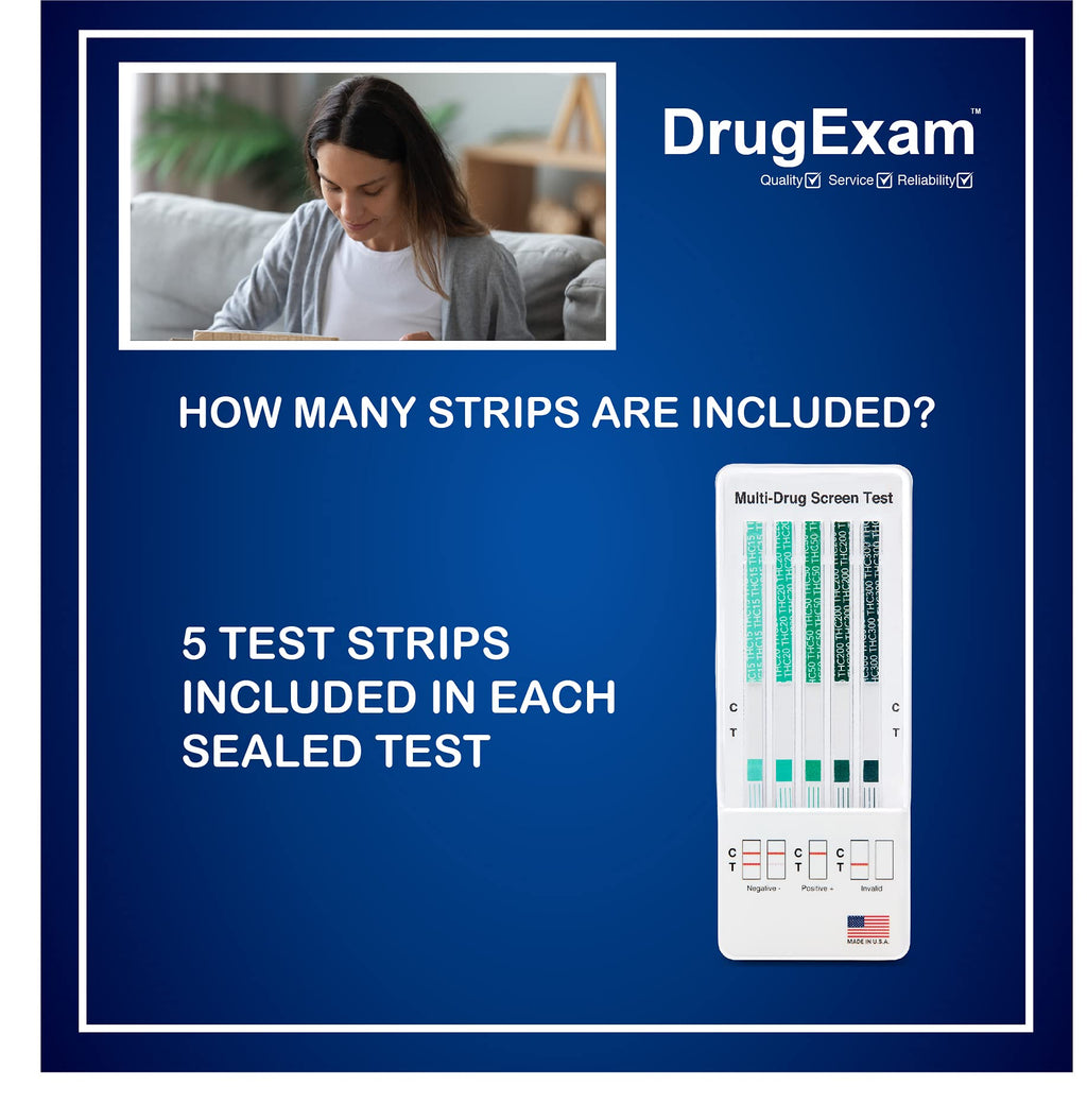 10 Pack - DrugExam THC Advantage Made in USA Multi Level Marijuana Urine Test Kit. Highly Sensitive THC 5 Level Test Kit. Detects at 15 ng/mL, 20 ng/mL, 50 ng/mL, 200 ng/mL and 300 ng/mL (10)