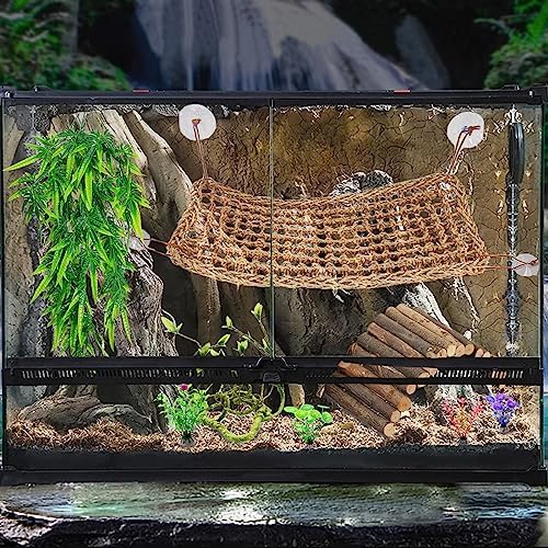 10Pcs Bearded Dragon Tank Accessories, Reptile Hammock Plants Bridge Jungle Climber Vines for Snakes Bearded Dragon Chameleon Gecko Lizard