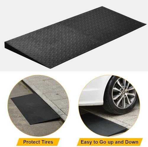 1.2" Rise Rubber Threshold Ramp for Doorways,Non-Slip Surface for Wheelchair Scooter Stroller,1500 LBS Capacity,Cuttable and Adjustable Size