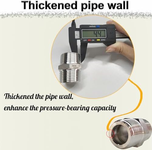 1" Male x 1" Male Hex Nipple Pipe Fittings, 304 Stainless Steel 1 inch NPT Male Threaded Pipe Adapter Fittings Equal Nipples Connectors, Male Straight Connector Pipe Fitting (1“, 2pcs)