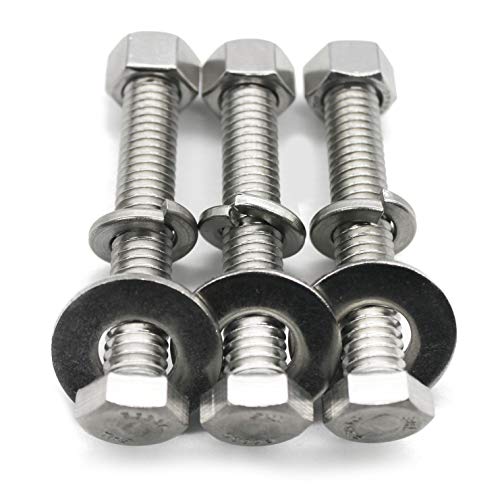 (10 Sets) 1/4-20x1-3/4" Stainless Steel Hex Head Screws Bolts, Nuts, Flat & Lock Washers, 18-8 (304) S/S, Fully Threaded by Bolt Fullerkreg