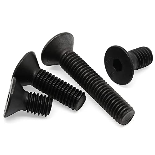 1/4-20 x 2 Flat Head Socket Cap Screws Countersunk Bolts Countersunk Bolts, Alloy Steel Grade 10.9, Fully Threaded, Black Oxide, 30 PCS