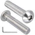 12Pcs 3/8-16 x 1-3/4" Button Head Socket Cap Bolts Screws, 304 Stainless Steel 18-8, Allen Hex Drive, Bright Finish, Fully Threaded, Hex Spanner Included