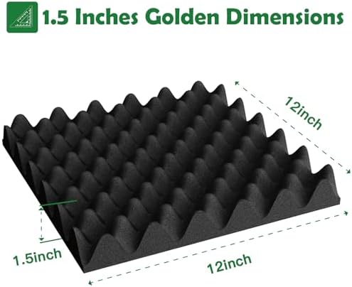 12 Pack 1.5"X12"X12" Acoustic Foam, Self Adhesive Sound Proof Egg Crate Foam(Most Soundproofing Design), Upgraded Sound Proof Foam Panels for Walls, Doors, Fire-Retardent Acoustic Panels,Made by WVOVW