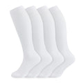 +MD 4 Pairs Compression Socks (15-20mmHg) for Women & Men - Cushion Knee High Socks for Running, Medical, Athletic, Nurses, Travels, Edema, Anti-DVT, Varicose Veins, Shin Splints 4White 9-11