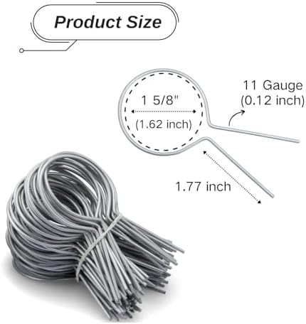 1 5/8" Chain Link Fence Ties 11 Gauge Galvanized Steel EZ Twist for Securing Fences on Farms/Ranches/Gardens - (100 Pack)
