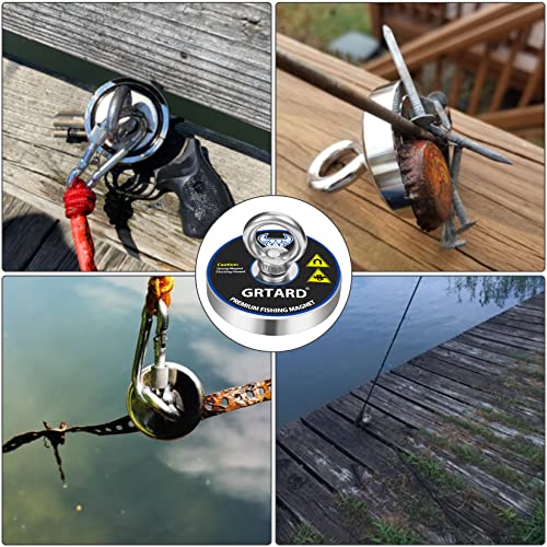 1000lbs Fishing Magnet Kit with Case, 3.54inch Diameter Magnet Fishing Combined Strong Pulling Force Premium Fishing Magnet for Magnetic Fishing and Heavy Duty Use