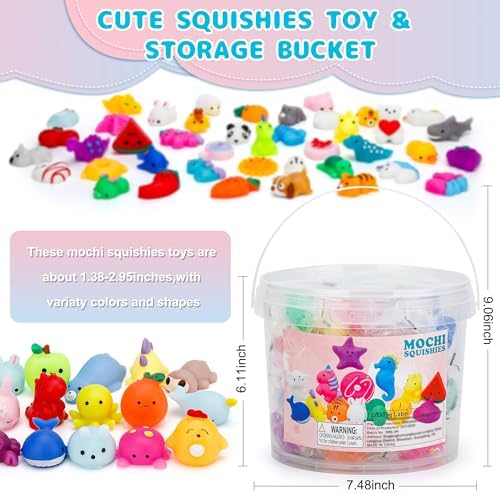 100Pcs Party Favors for Kids 4-8-12, Kawaii Mochi Squishy Toys for Kids, Bulk Fidget Toys Treasure Box Toys for Classroom Prizes,Valentine's Day Easter Egg Fillers Birthday Gifts for Kids