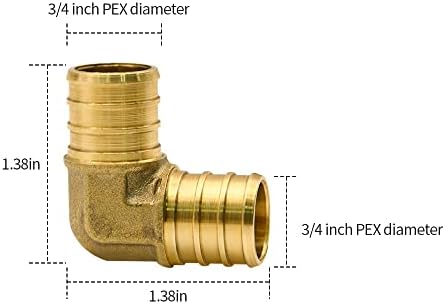 10 Pack 3/4" PEX Fittings, PEX Elbow Fittings, Brass PEX Fittings for PEX Tubing Pipe (3/4" Elbow, 10)
