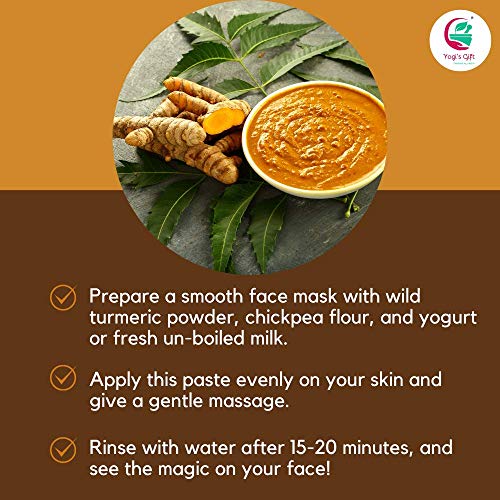 100% Pure Wild Turmeric Powder For Face | 8 Oz (227 grams) | Kasturi Manjal | Curcuma Aromatica | Amba haldi | Promotes Glowing Skin | By Yogi's Gift®