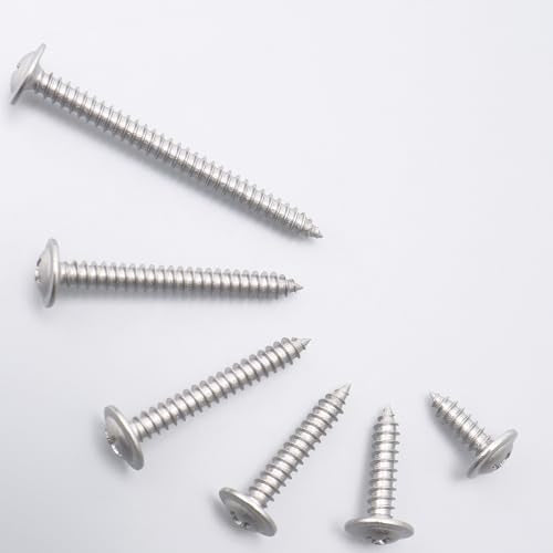 100pcs #8 x 1-1/2" 410 Stainless Steel Modified Truss Head Wood Screws, Phillips Drive Self Tapping Metal Screws with Screwdriver Bit