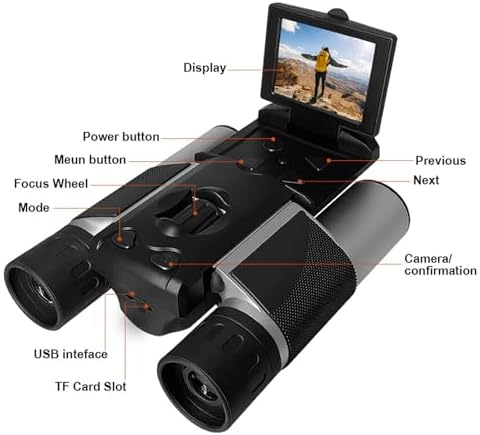 10x25 Binoculars with Camera, 2 Color Screen 8X Digital Zoom 48MP Pictures 2.5K Videos Camera, Digital Binoculars for Bird Watching Hunting Outdoor Adventures (Silver)