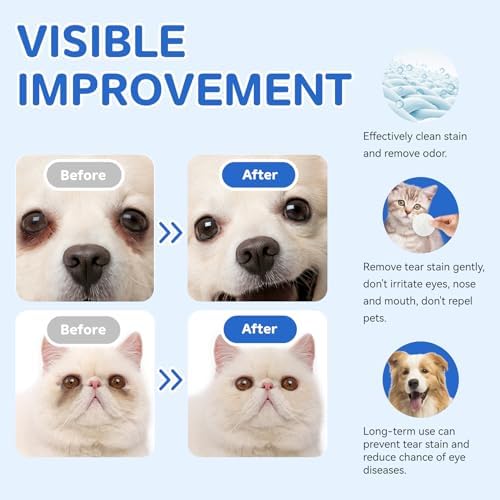 150PC Eyes Wipes for Dogs - Tear Stain Remover for Dogs - Dog Eye Cleaner,Eye Debris, Discharge, Mucus Secretions - Eye Wipes for Dogs & cat Eye Wipes - 3.2 inches (3.2 Large)