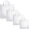 100 Pcs Frosted Plastic Gift Bags with Handles for Small Business Clear Shopping Bags with Cardboard Bottom,4 Sizes