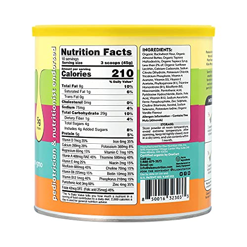 (2 Pack) Else Nutrition Kids Organic Complete Nutrition Shake Powder, Plant-Based, Less Sugar, Clean, Complete Drink Mix, Whey-Free, Soy-Free, Dairy-Free, 16 oz, Vanilla