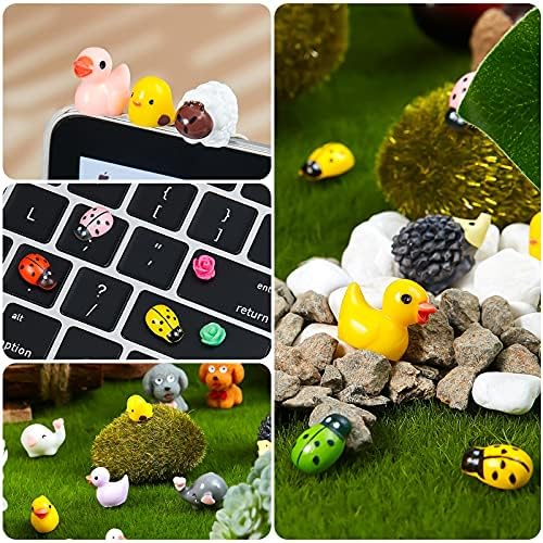 100 Pcs Mini Resin Animals Tiny Miniature Animals Small Duck Figures Tiny Resin Trinkets Marine Aquarium Ornaments Dollhouse Decorations for DIY Tank Potted Garden Landscape Accessory