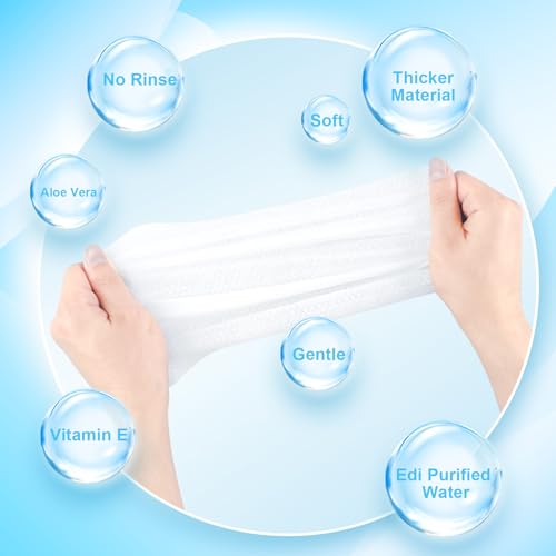 100Pcs Disposable Body Wipes, 7.8 x 9.8 inch Individually Wrapped Bath Wipes for Women Men in Bulk, No Rinse-Free Large Body Bath Shower Wipes for Home Travel Hotel Outdoors Camping After Gym (White)