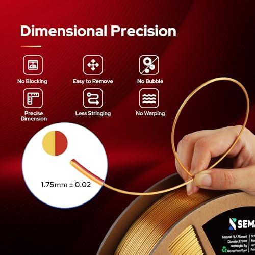 1.75mm PLA Bundle 1kg Silk Multicolor Coextrusion Tricolor Bicolor Dualcolor Spool, 3D Printer Filament Dimensional Accuracy of +/- 0.03mm and Fit Most FDM 3D Printer (Gold-Copper)