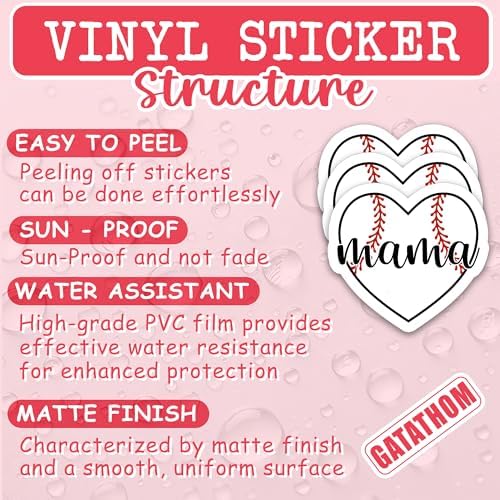 (3Pcs) Baseball Mama Sticker Baseball Mom Sticker Baseball Mom Accessories Baseball Stickers Baseball Decal, Waterproof Vinyl Decal for Books Laptops Phones Tumblers Water Bottles, 3 x 2.8 Inch