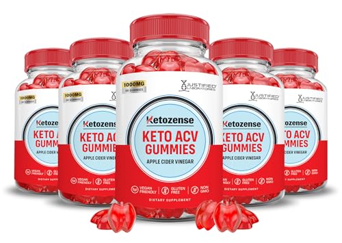 (5 Pack) Ketozense Keto ACV Gummies Advanced Formula 1000MG Ketozene Keto Gummies Apple Cider Vinegar Ketozens Formulated with Pomegranate Beet Juice Powder B12 Vegan Non GMO 300 Gummys